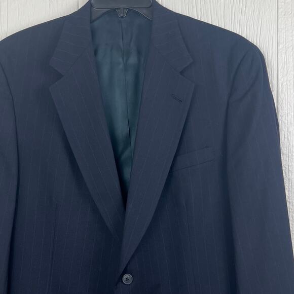 Austin Reed Blazer /Dress jacket mens44L pure new wool WoolMark Blue Pinstripe - Picture 2 of 9